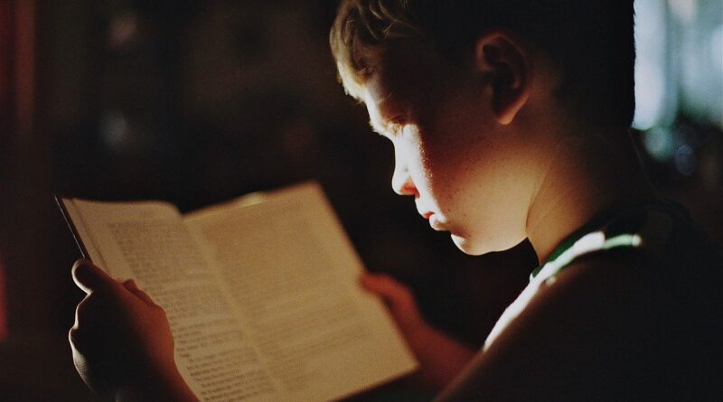 boy, reading, book